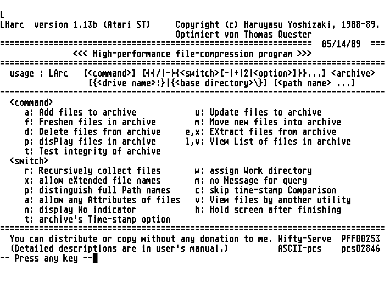 LHARC — screenshot 1